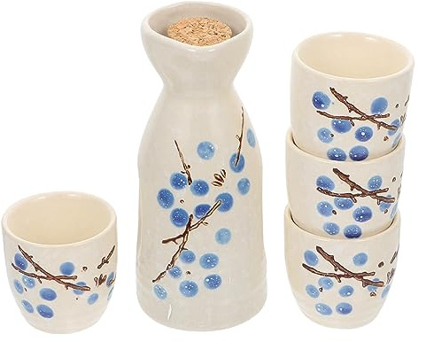 CVNIMV Tasse à saké Traditionnelle, Verres à vin en céramique, 1 Ensemble de Service à saké Japonais, Tasse à thé Chinoise, Mini Bouteilles de vin, kit de saké Chaud, Bouteille de Service