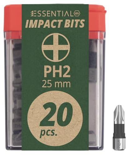 Wiha Essential Impact Bit-Box 20-tlg. I Bit Set PH 2, 25 mm (1/4) I Bitbox I Bitsatz für Akkuschrauber I Schlagschrauber Bits in Tic Tac-Box (45574)