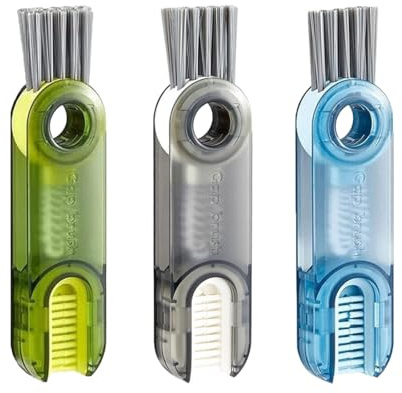 JAZOKA 3 Pcs 3 in 1 Multifunctional Cleaning Brush, 3 in 1 Bottle Cleaning Brush, Multipurpose Bottle Gap Cleaner Brush, Silicone Lab Cleaning Supplies