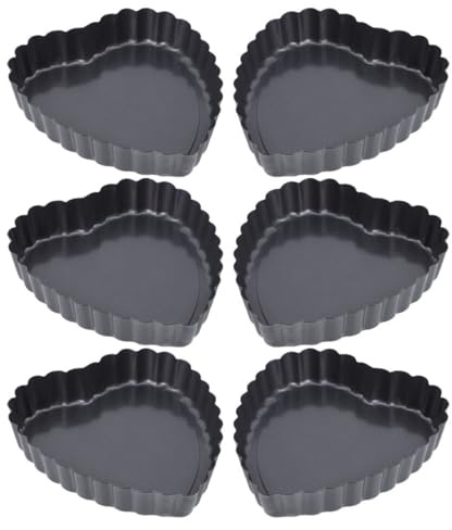 BESPORTBLE Lot De 6 Mini Moules À Tarte Forme CœUr En Acier AntiadhéSif Avec Fond Amovible Pour Mini Tartelettes PâTisserie Facile À DéMouler Et Nettoyer