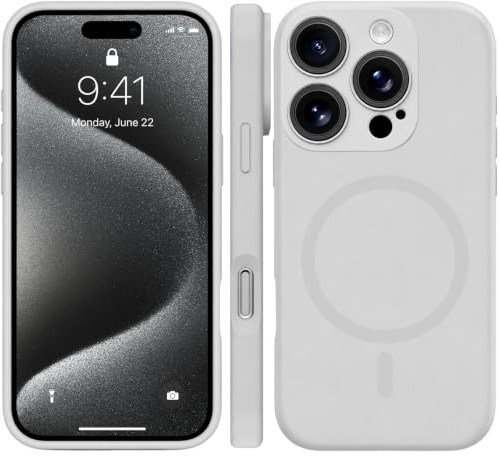 Handyhülle für iPhone 15 Pro Max Hülle, für Magsafe [Material-Upgrade] Soft Silicone Case mit Mikrofaserfutter Rundumschutz Kameraschutz, Stoßfest Fallschutz Schutzhülle für iPhone 15 Pro Max (Weiß)