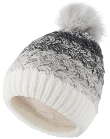 Generisch Bonnet d'hiver pour garçon et enfant - Bonnet en tricot doux et chaud - Bonnet à pompon pour enfant - Bonnet à pompon - Bonnet pour enfant, gris, taille unique
