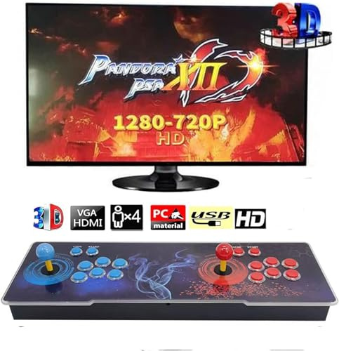 VEGAMED 31900 Spiele in 1 Pandora's Box Arcade, 3D Arcade Spielekonsole mit 2 Joysticks, 1280x720 Full HD, VGA, HDMI, Unterstützung Suchen/Speichern/Verbergen/Pause Spiel bis zu 4 Spieler
