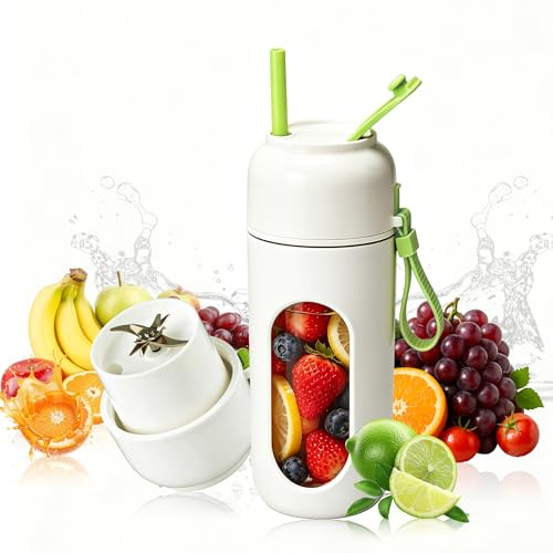 JTF Batidora de Vaso Portatil 340ML con 12 Cuchillas (Verde) | Mini Licuadora para Batidos y Smoothies,Portable Blender para Gimnasio, Oficina,Exteriores Deportes y Viajes