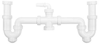 S&M 750267 Siphon Sink Curved Double Drain 1 1/2
