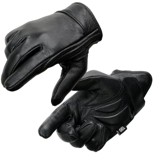 Milwaukee Leather MG7510 Men's 'Gel Palm' Black Short Wrist Leather Gloves