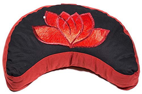 ManiBhadra Meditationskissen Lotus rot/schwarz Halbmond