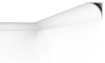 NMC NE4 PURE NOMASTYL Cornisa Techo Decorativa de Poliestireno, Moldura para Techo Blanca Ligera de Estilo Moderno, Perfil de Techo para Salón y Dormitorio 100x100x2000mm, Fácil de Pintar e Instalar