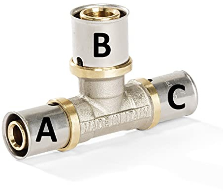 H2O-Flex® Pressfitting T-Stück reduziert 26x3mm-26x3mm-20x2mm, Verbundrohr | für Mehrschichtverbundrohr, Aluverbundrohr, DVGW zertifiziert, Pressprofil: TH, U und H