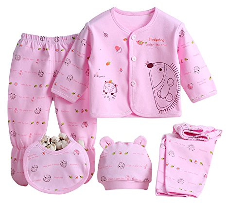 Gajaous 5 STÜCKE Neugeborene 0-3 M Jungen Mädchen Baby Baumwolle Kleidung Tops Hut Hosen Anzug Outfit Sets OneSize