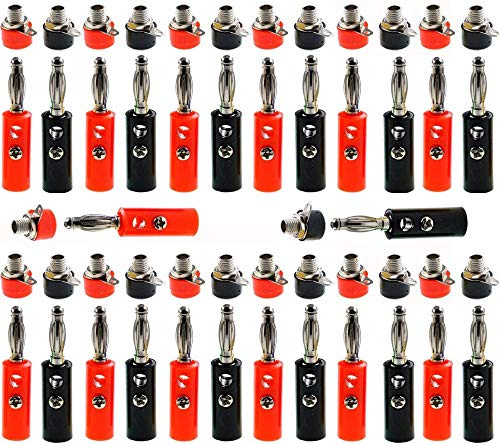 RUNCCI-YUN 52Stücke 4mm Bananenstecker, Bananenstecker Lautsprecher, 26männlich + 26weiblich
