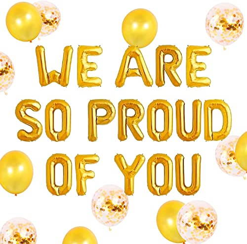 JeVenis We Are So Proud Of You Ballon Abschlussbanner Glückwunsch Banner Abschlussfeier Dekorationen Gratulation Beginn Dekoration für College High School