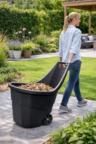 Mojawo Schubkarre Gartenkarre Gartentrolley Laubwagen Gartenwagen Gartenkarre Handwagen 55Liter Schwarz