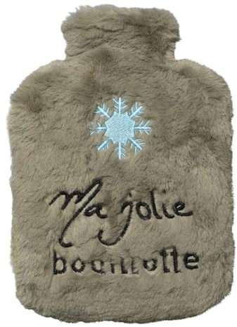 DRAEGER PARIS 1886 - Ma Jolie Bouillotte Chauffante Fausse Fourrure Gris Flocon 17x14cm - Soulagement Douleurs Enfant Dos, Cou, Ventre - Douce Peluche Réutilisable - Facile à Utiliser sans Micro-ondes