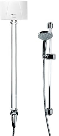 CLAGE MBX Shower – Kompakter Durchlauferhitzer mit Duscharmatur – Perfekt für Garten, Pool & Gartenhaus – Sofort warmes Wasser – Energieeffizient & platzsparend (MBX 7 Shower)