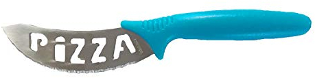 Pizzamesser aus Edelstahl mit blauem Griff und Wellenschliff Pizzaschneider auch für Flammkuchen und Pide oder Lahmacun geeignet Pizza (Pizzamesser)