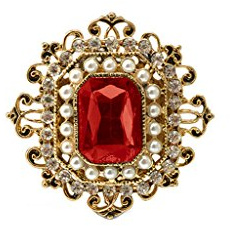 Oshhni Vintage Viktorianische Kristallbrosche mit Rubin Smaragden Brosche Lady Gift Accessoire 3 Farben, Rot