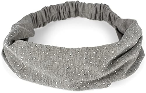 styleBREAKER Hårband för kvinnor med strass och elastiskt band, pannband, pannband hårsmycke 04026016, Ljunggrå, En Storlek