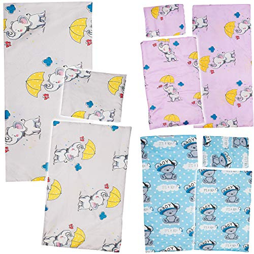 alles-meine.de GmbH 2 * 3 TLG. Set: große Puppenbettwäsche: Puppendecke + Kissen + Unterlage - 100% Baumwolle - Mädchen Farben - 56 cm groß - Stoff - Bettzeug für Puppen - Bettw..