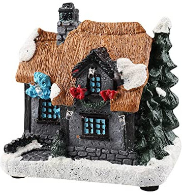 Weihnachtsdorf Deko Ornaments, Weihnachtsdorf Mit LED-Licht, Weihnachtshaus mit Santa Claus, LED-Beleuchtung,Weihnachtsdeko Amerikanisch Lichterkette Weihnachts-Winter-Dorf Weihnachten Basteln