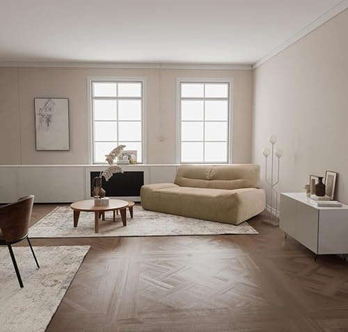 DOMO. collection Sofa Boho, 3 Sitzer Couch im Boho-Style, 3er Sofa, Bigsofa Garnitur Polstersofa, 224 x 109 x 81 cm (BxTxH), beige | 3 Sitzer im Boho-Style mit flachen Armlehnen, großzügiges Polstersofa zum Entspannen, 224 x 109 x 81 cm (BxTxH)