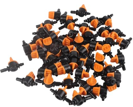 BuyWeek Vanne d'Irrigation à Goutte, 50 Pièces 4/7mm Diamètre Extérieur 6 mm Vanne de Commutation d'Irrigation à Goutte Goutteurs Réglables pour Le Jardin Serre