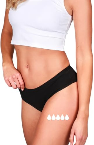 Taynie Classic extra stark Periodenunterwäsche Starke Blutung - Periodenwäsche - Menstruationsunterwäsche - ersetzt 3,5 Tampons, Periodenslip Tragedauer bis 12 Std., waschbar bis 60°C (34, Schwarz)