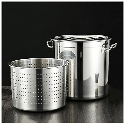 Olla de acero inoxidable para freír pavos Olla para langostas con cesta - 27Qt/45Qt/63Qt Cazo para sopa de vapor de cangrejo langosta / 27Qt