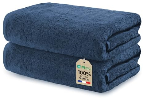 Ôhm Handtuch Baumwolle 50x100 cm Marineblau 2er-Set | Kompaktes Format für schnelles Händetrocknen in Küche oder Bad, ohne Fusseln zu hinterlassen.