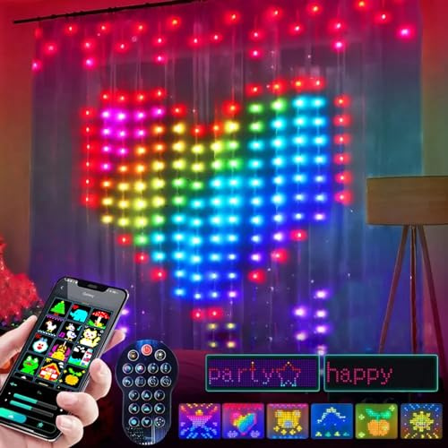 ColorWaves LED Curtain Sync Lights, Intelligente Lichterkette, Dynamische DIY Vorhang Mit Fernbedienung Und APP, RGB Party Licht Für Schlafzimmer Wand (2 * 2M)