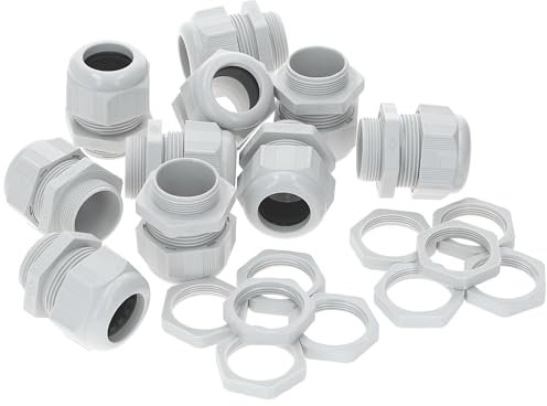Kalitec 10x M16 Kabelskruv i Plast, 2,0-7,0 mm med Motmutter, Ljusgrå