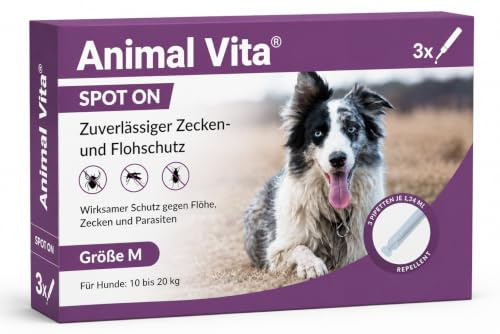 Animal Vita® Spot On Zeckenschutz für Hunde [zuverlässiger Zeckenschutz] Zeckenmittel und Zeckenschutz - Spot On für Hunde (10 bis 20kg)