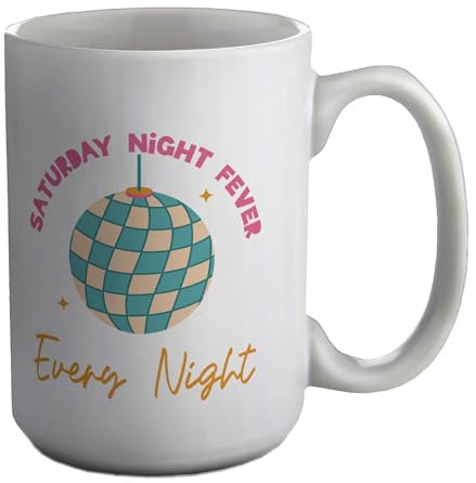 Shopagift Saturday Night Disco Fever Mug Every Night Funny Dancing Dance White 15oz Large Ceramic Cup