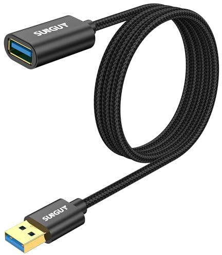 SUNGUY Cavo Prolunga USB 3.0, 1.5m 5Gbps Prolunga USB USB maschio a femmina per Chiavetta USB, Hub USB, Lettore di schede, Tastiera, Stampante, Scanner, Fotocamera-Nero
