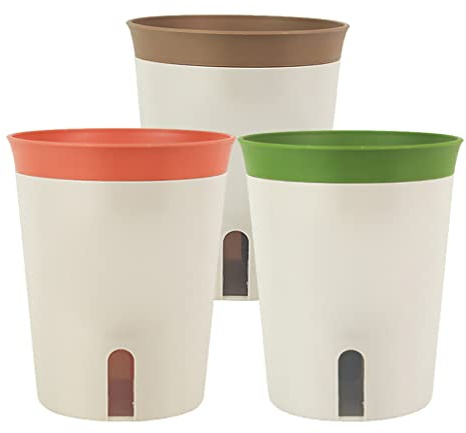 Hilai Macetas de autorriego para orquídeas de interior, maceta absorbente para flores, violeta africana, 3 piezas, jardinería