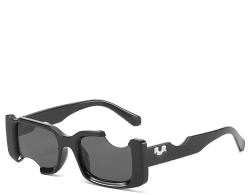 TYUVIVO Gafas de sol retro con montura rota, gafas de sol unisex de lujo, gafas de sol rectangulares de gelatina a la moda para hombre con bisagras de metal UV400, 01, talla única