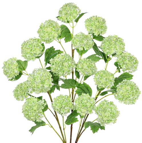 Hollyone 3 hortensias artificiales de hortensias, 18 cabezas de flores falsas, hortensias artificiales verdes para decoración del hogar, sala de estar, baño, dormitorio, balcón, cocina, decoraciones