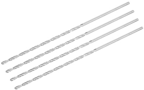 sourcing map 3mm Twist Drill Bits, High-Speed Steel Straight Shank Extra Long Drill Bit 160mm Length for Wood Plastic Aluminum, 4pcs