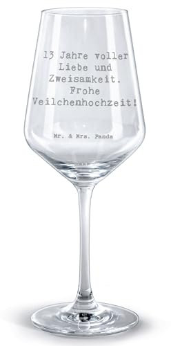 Mr. & Mrs. Panda Weinglas Spruch 13. Hochzeitstag Veilchenhochzeit - Geschenk, Eheleben, Hochtzeit, 13 Jahre, Heiraten, Hochzeitsgeschenke,