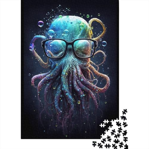 1000-teiliges Puzzle für Kinder, Krake mit Brille, quadratisches Puzzle für Kinder und Puzzle, Lernspiel, Herausforderungsspielzeug, 1000 Stück (75 x 50 cm)