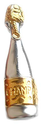 Anstecker Pin Champagner Flasche Bottle bicolor glänzend made in Germany + Geschenkbox