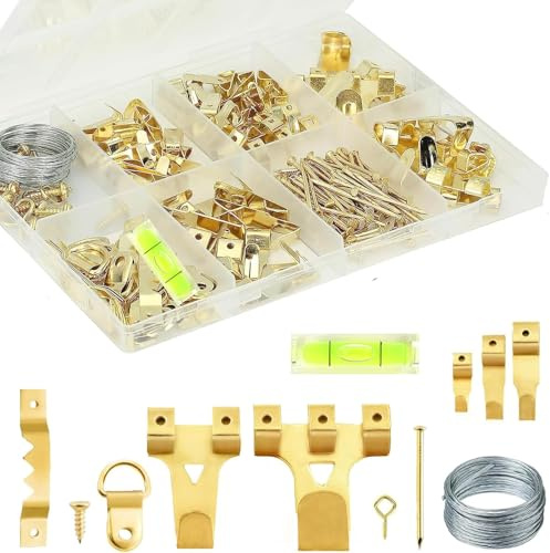 Kit de 372 piezas para colgar cuadros, ganchos resistentes para marcos, juego de colgadores de cuadros con dientes de sierra, anillo en D, clavos, tornillos para espejos, marcos de fotos y pinturas de