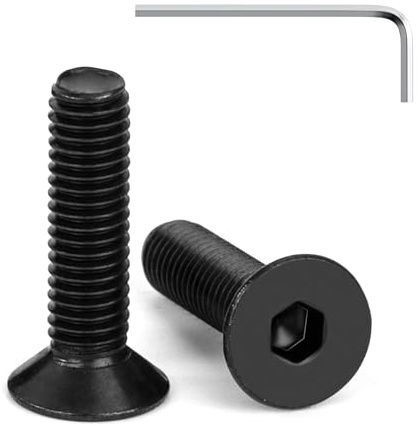 Tunejoy Tornillos de Cabeza Avellanada M5 x 20 mm Negro Tornillo Avellanado Hexagonal de Acero Inoxidable A2 V2A Norma DIN 7991 con llave Allen Rosca Completa 20 Piezas