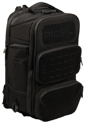 PICSIL Maverick, Mochila Táctica, Múltiples bolsillos - 40L, Moonless | Impermeable y resistente. Backpack con bolsillo térmico, puerto USB y compartimientos intelligentes. Para viaje o deporte.