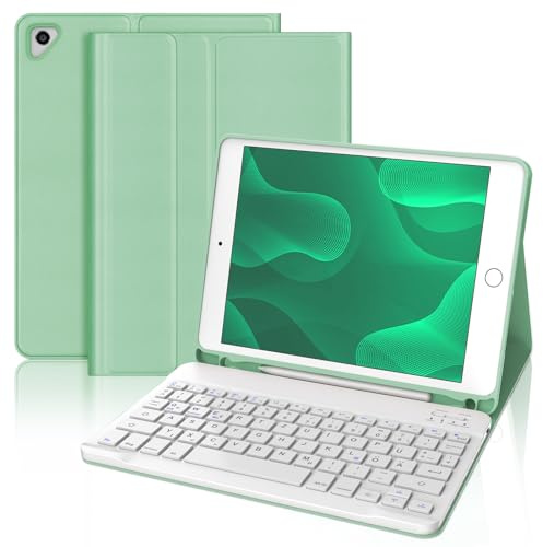 IVEOPPE Tastatur iPad 6. Generation - Tastatur Hülle für iPad 9.7, Magnetisch Abnehmbarer QWERTZ Bluetooth Keyboard Case für Pad 6. Gen 2018, 5. Gen, Pro 9.7, Air 2 & 1, Grün