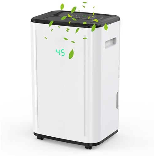 30L/Day Air Dehumidifier for Bedroom, 6L Water Tank, 250m³ Smart Dehumidifier with Drain Hose, Digital Control, Auto Shut-Off and 24-Hour Timer, Quiet Operation, Ideal for Home, Garage