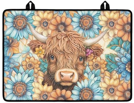 LACIYISON Cubierta superior de estufa con estampado de ganado bohemio Mandala Highland, resistente al calor, para protector de estufa eléctrica, impermeable, resistente al calor, tapete para parrilla