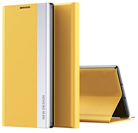 COQUE Étui pour iPhone 16e 5G,Étui en Cuir magnétique à Rabat Droit pour téléphone Intelligent,Housse de téléphone TPU Cas de téléphone pour Apple iPhone 16e 5G-Jaune