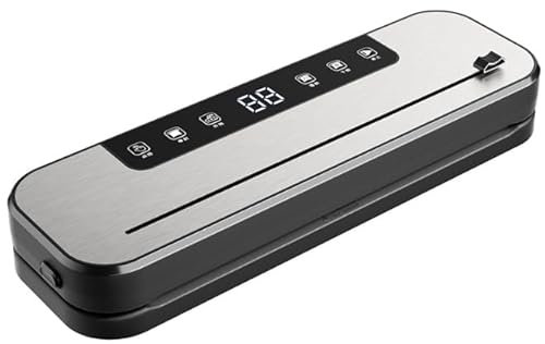 Envasadora al vacío 6 en 1 profesional para alimentos, con 50 bolsas de envasado al vacío y 1 manguera para recipiente al vacío, dispositivo de sellado automático de 75 Kpa con cortador y cuenta atrás