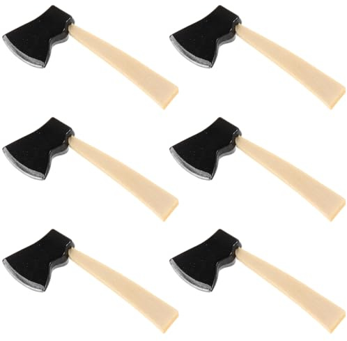 Yardwe 6pcs Miniature Wooden Handle Metal Hatchet Set for Dollhouse Garden Accessories Realistic Tiny Axe for Halloween Decorations and Craft Projects Safe and Highly Detailed Mini Garden